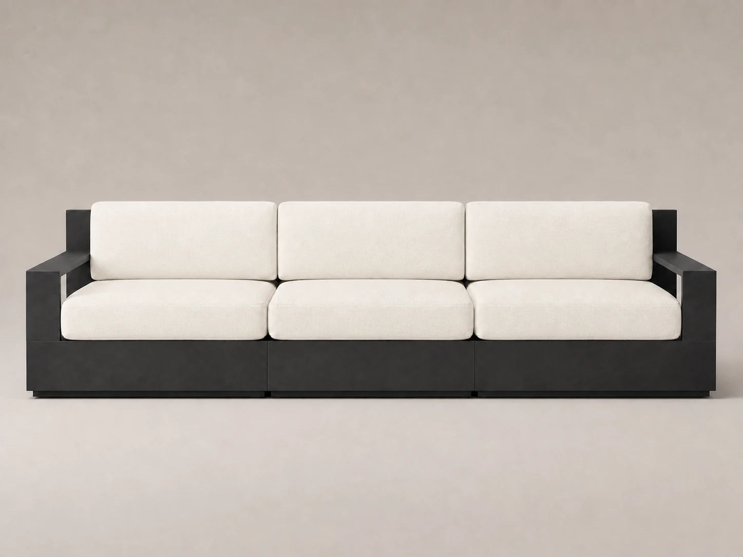 outdoor-modular-three-seat-sofa-aluminum-frame-performance-fabric #Fabric & Color_Performance Linen Weave Flour