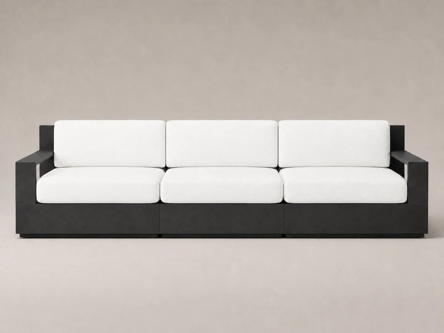 outdoor-modular-three-seat-sofa-aluminum-frame-performance-fabric #Fabric & Color_Performance Linen Weave Pure White