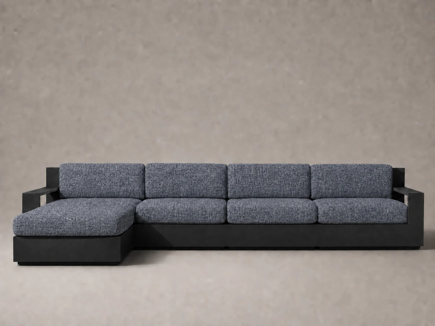 outdoor-modular-chaise-sofa-aluminum-frame-performance-fabric #Fabric & Color_Heritage Belgian Linen Lake