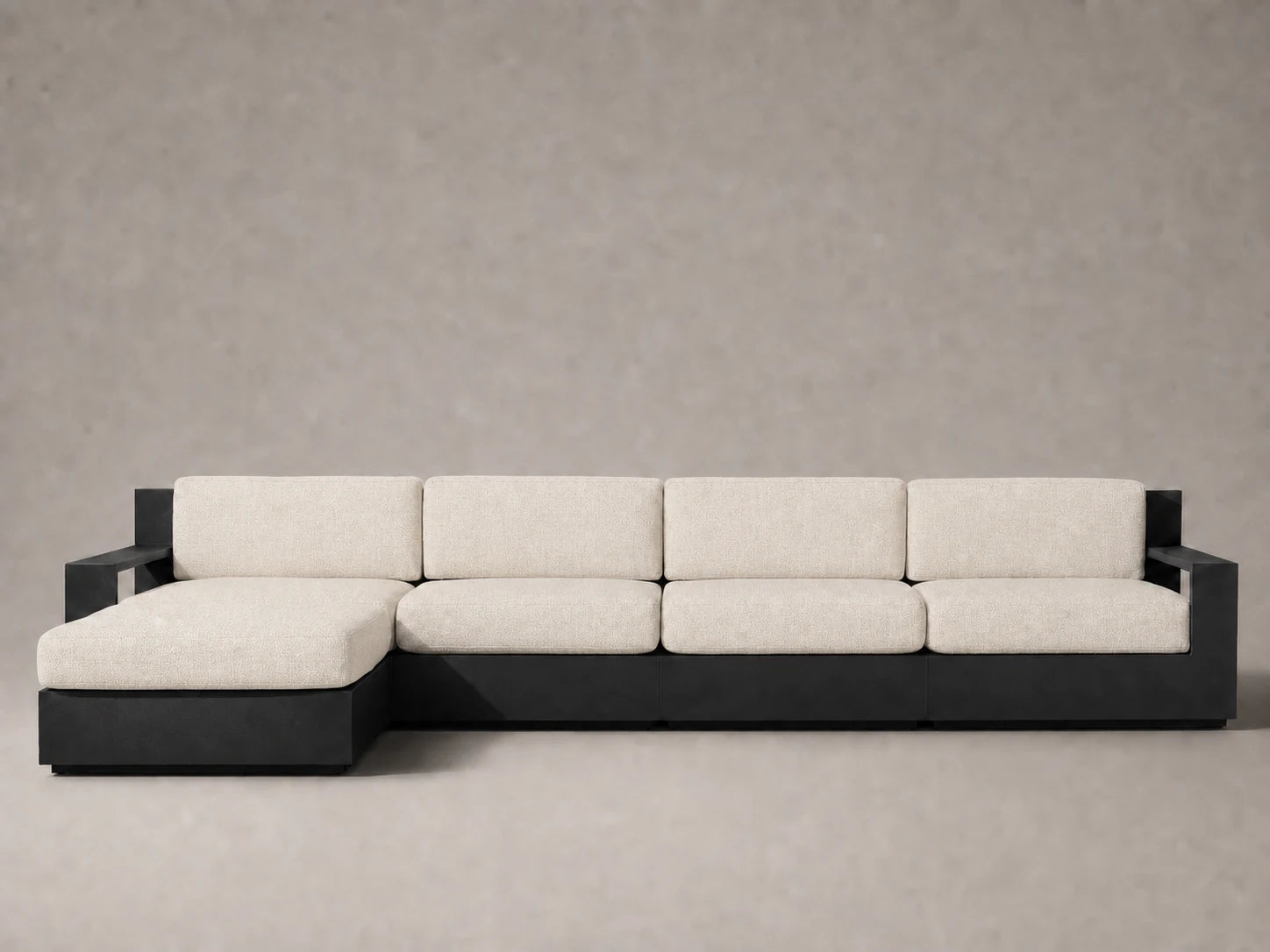 outdoor-modular-chaise-sofa-aluminum-frame-performance-fabric #Fabric & Color_Performance Woven Chenille Desert