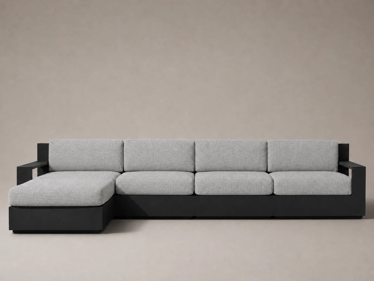 outdoor-modular-chaise-sofa-aluminum-frame-performance-fabric #Fabric & Color_Performance Woven Chenille Steel
