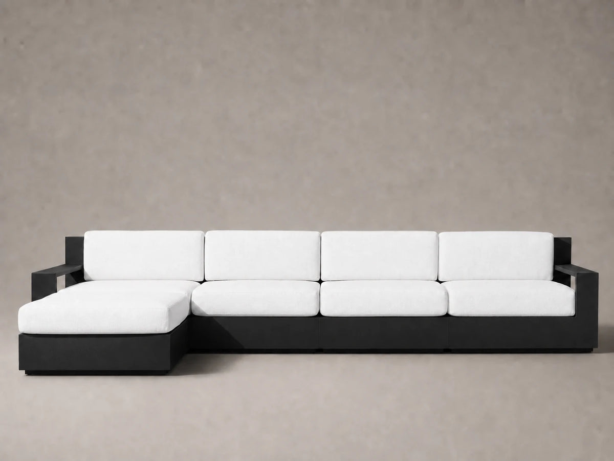 outdoor-modular-chaise-sofa-aluminum-frame-performance-fabric #Fabric & Color_Performance Linen Weave Pure White
