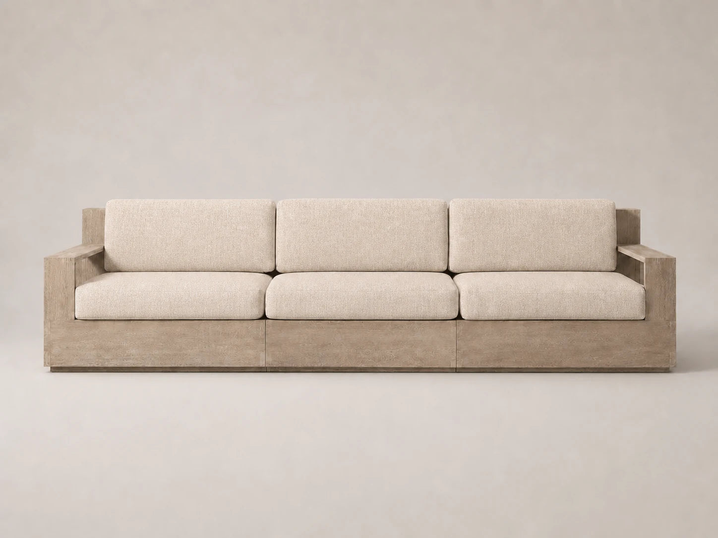 outdoor-three-seat-sofa-teak-frame-performance-fabric #Fabric & Color_Heritage Belgian Linen Petal