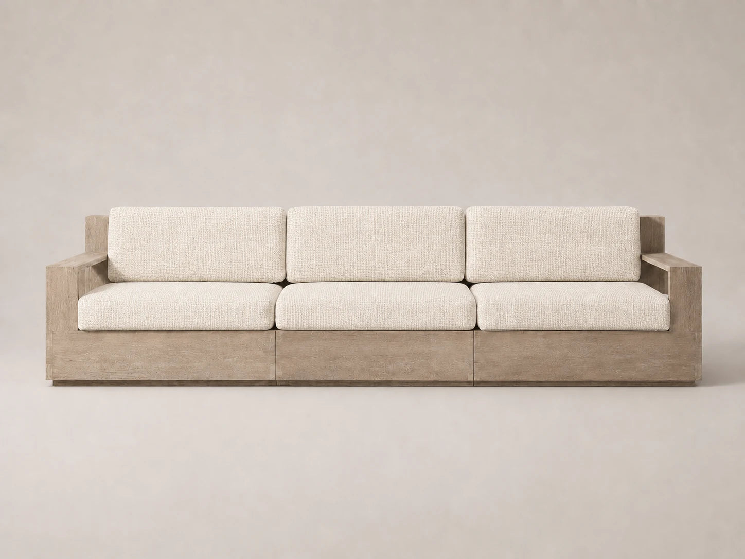 outdoor-three-seat-sofa-teak-frame-performance-fabric #Fabric & Color_Performance Woven Chenille Desert