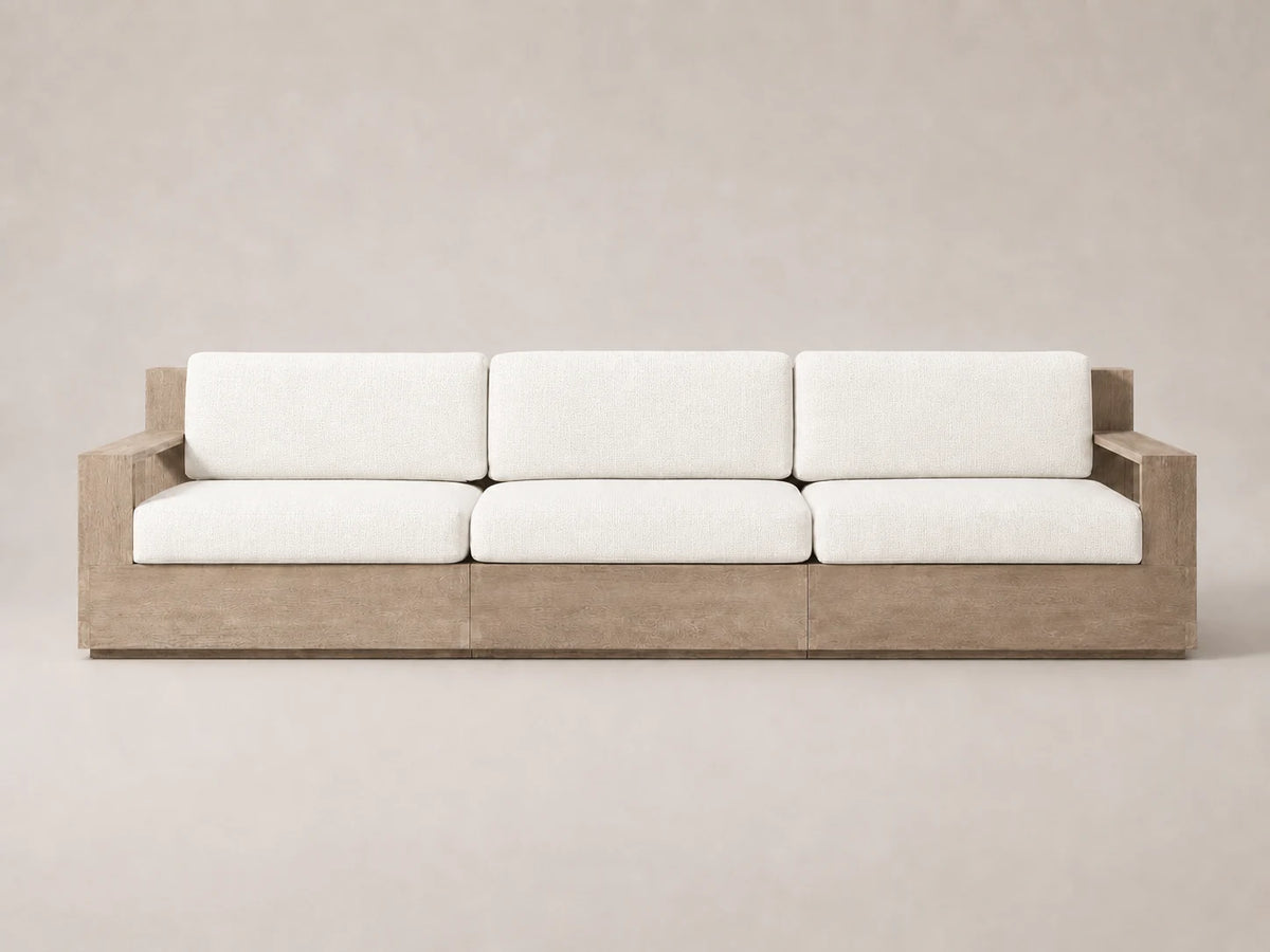 outdoor-three-seat-sofa-teak-frame-performance-fabric #Fabric & Color_Performance Woven Chenille Lace