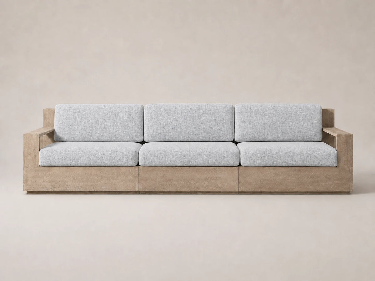 outdoor-three-seat-sofa-teak-frame-performance-fabric #Fabric & Color_Performance Woven Chenille Rain