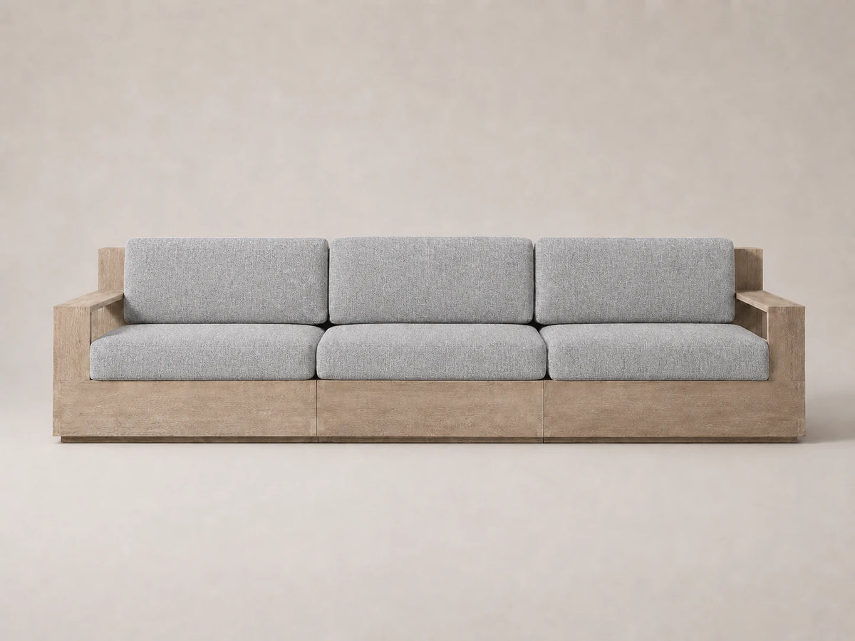 outdoor-three-seat-sofa-teak-frame-performance-fabric #Fabric & Color_Performance Woven Chenille Steel