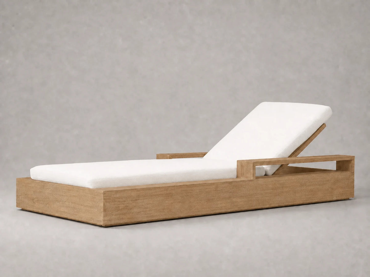 outdoor-chaise-sectional-teak-frame-performance-fabric #Fabric & Color_Performance Woven Chenille Rain
