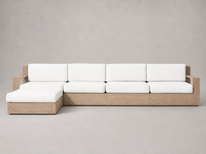 Outdoor Chaise Sectional, Teak Frame, Performance Fabric