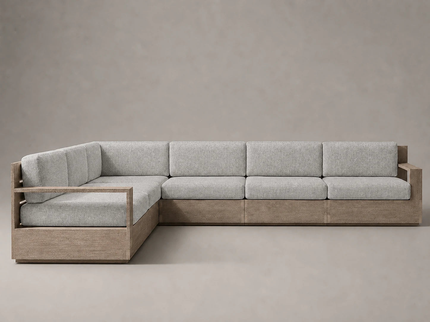 outdoor-l-sectional-sofa-teak-frame-performance-fabric #Fabric & Color_Heritage Belgian Linen Agate