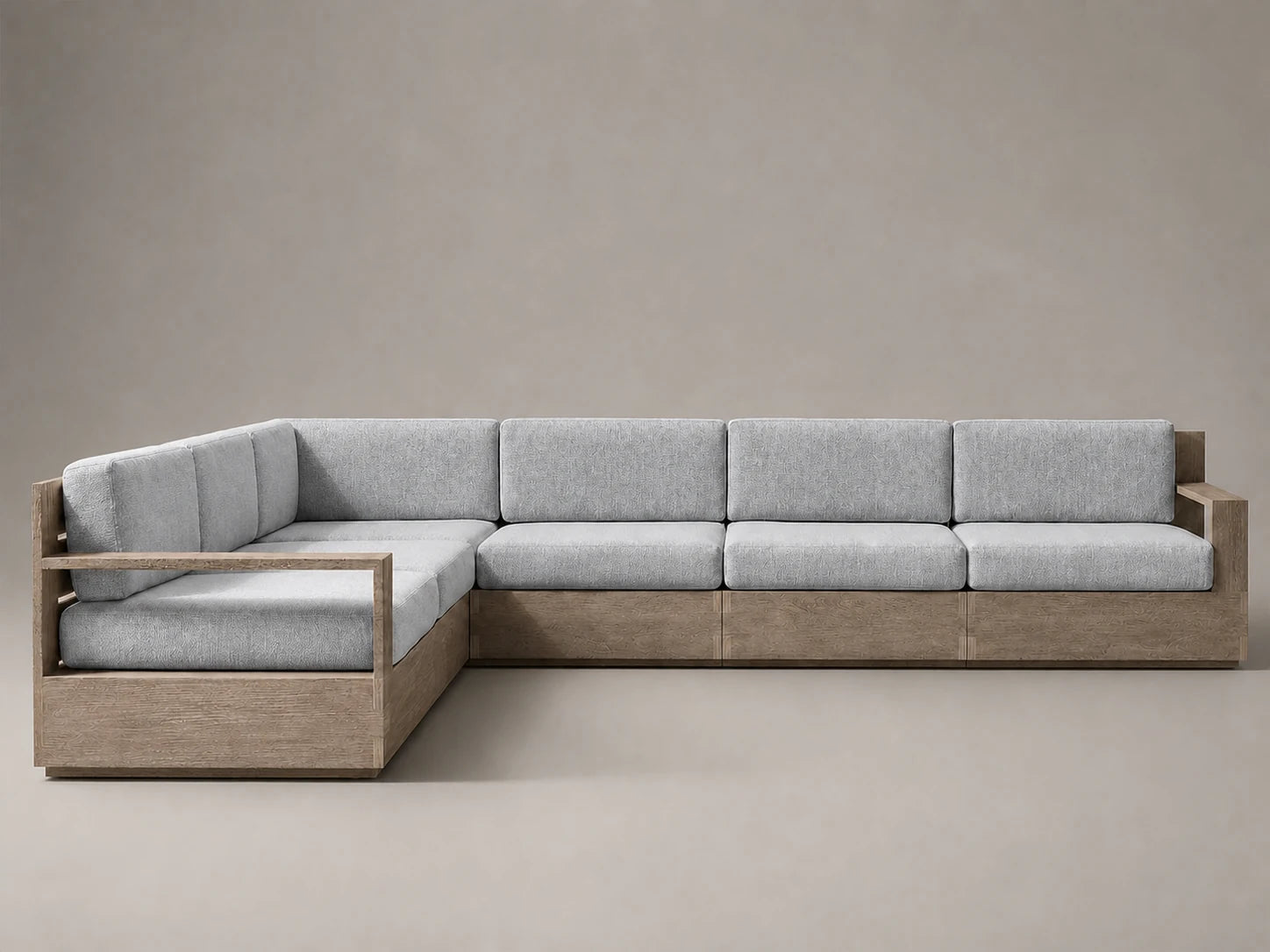 outdoor-l-sectional-sofa-teak-frame-performance-fabric #Fabric & Color_Performance Woven Chenille Steel