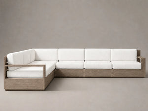 Outdoor L-Sectional Sofa, Teak Frame, Performance Fabric