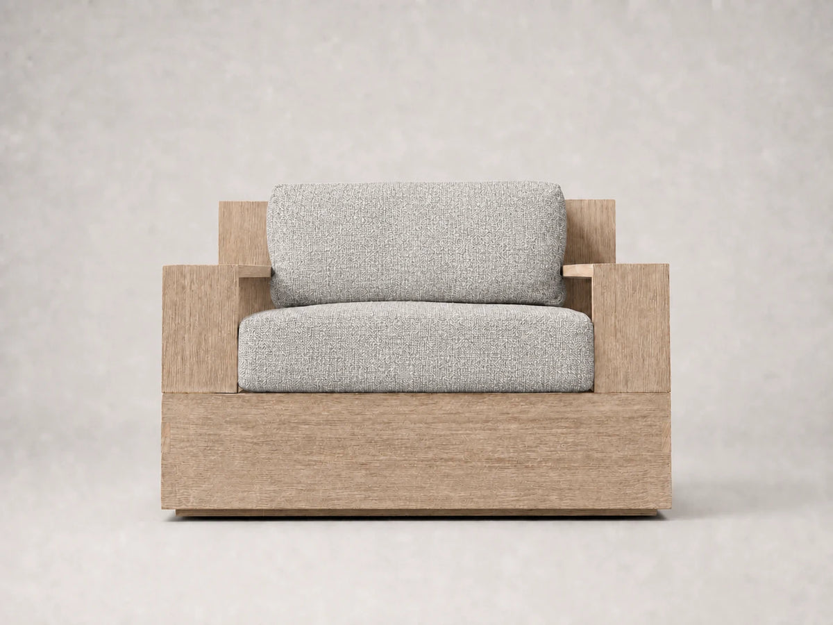 outdoor-lounge-chair-teak-frame-performance-fabric #Fabric & Color_Heritage Belgian Linen Agate
