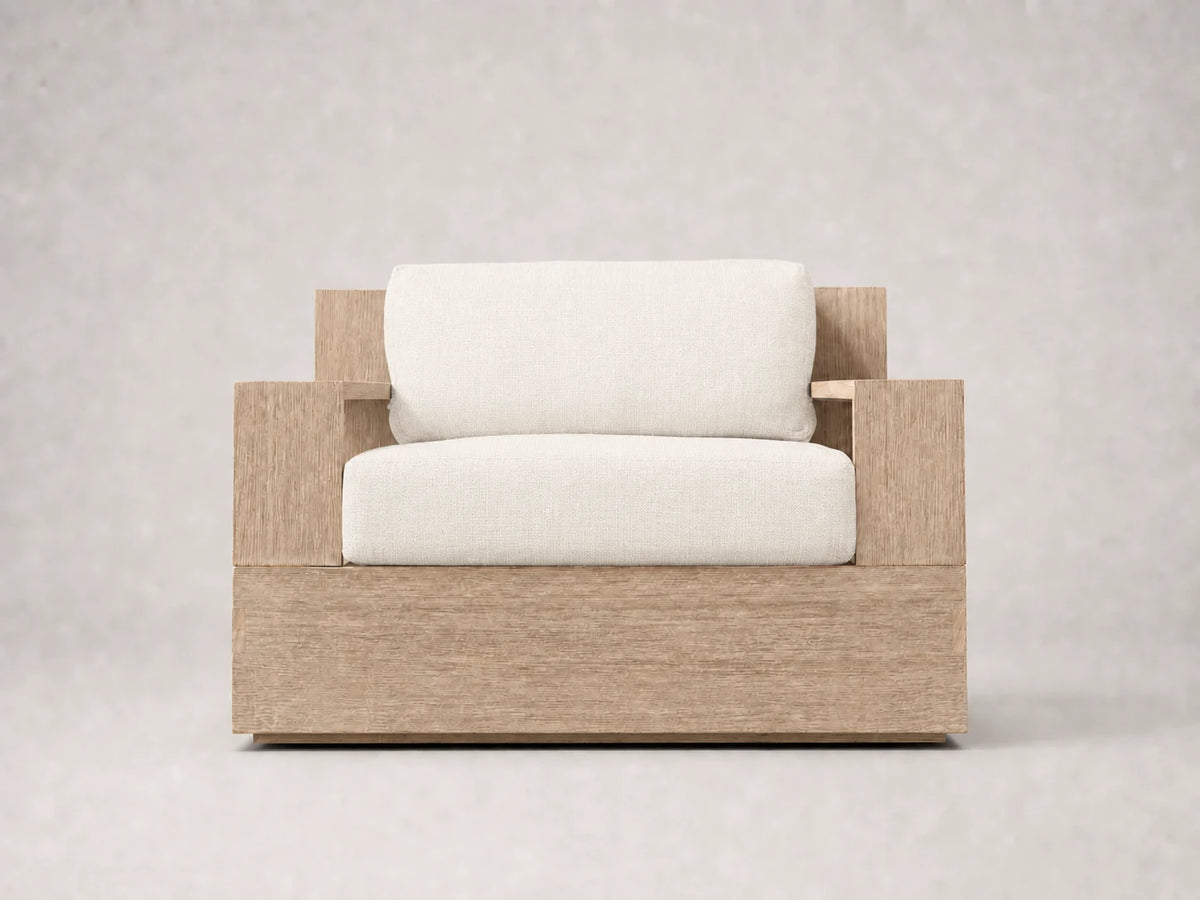 outdoor-lounge-chair-teak-frame-performance-fabric #Fabric & Color_Performance Linen Weave Flour