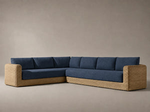 Outdoor Sectional Sofa, Woven Rattan Frame, Performance Fabric