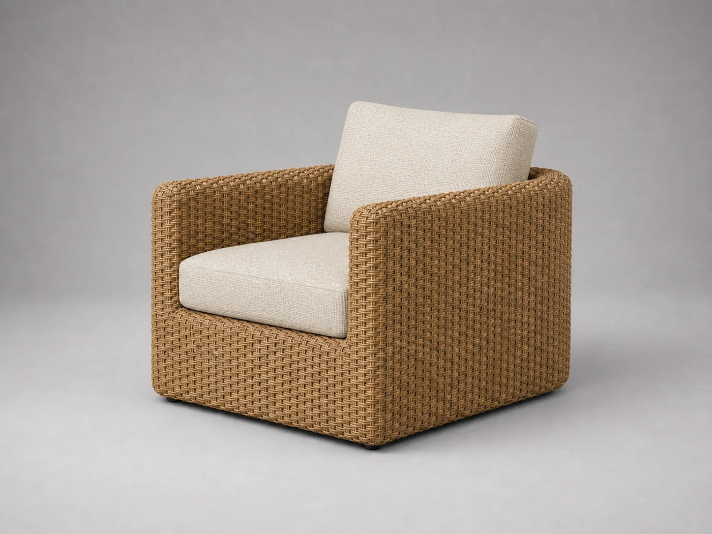 outdoor-lounge-chair-woven-rattan-frame-performance-fabric #Fabric & Color_Heritage Belgian Linen Alder
