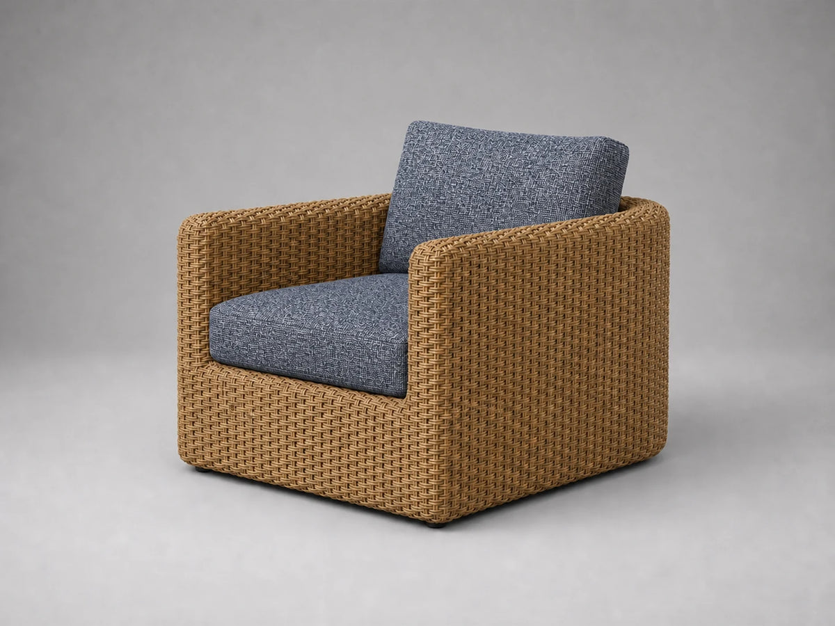 outdoor-lounge-chair-woven-rattan-frame-performance-fabric #Fabric & Color_Heritage Belgian Linen Lake