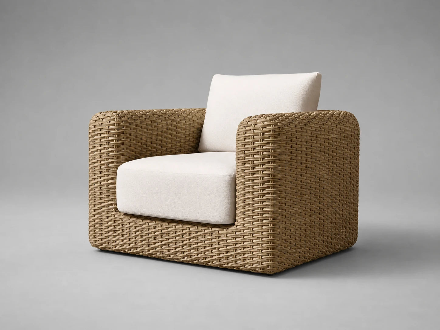 outdoor-lounge-chair-woven-rattan-frame-performance-fabric #Fabric & Color_Performance Linen Weave Pure White