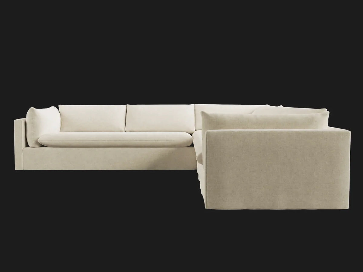 Palmetto Slipcovered 2-Piece L-Shaped Sectional in Performance Linen Weave Flour