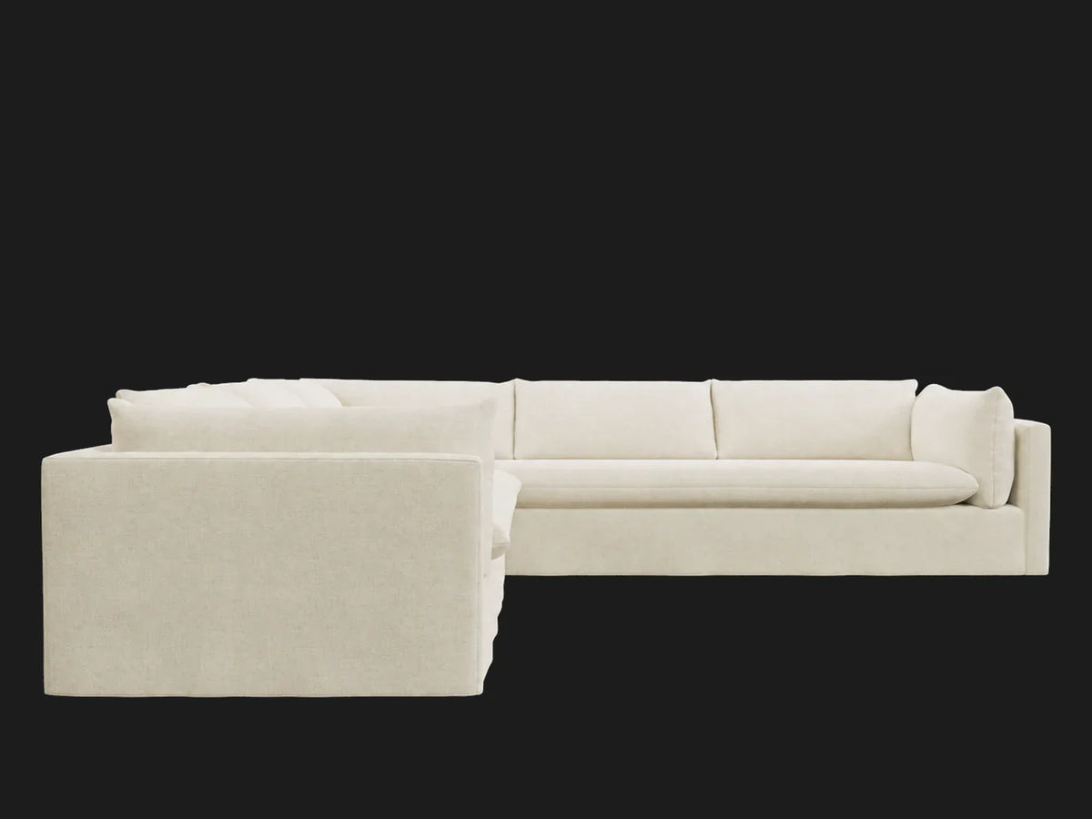 Palmetto Slipcovered 2-Piece L-Shaped Sectional Performance Linen Weave Flour view 3