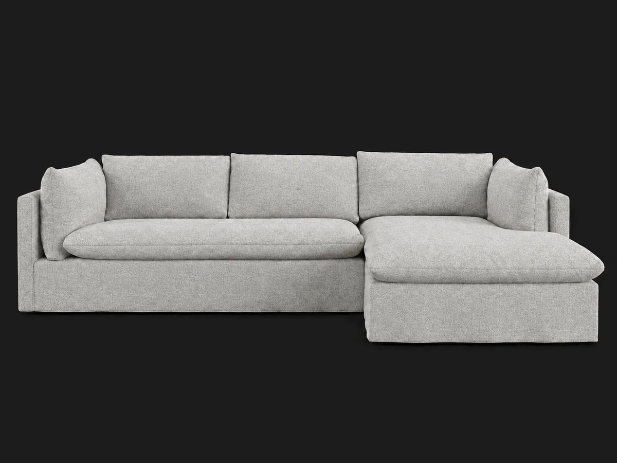 Palmetto Slipcovered Chaise Sectional – Heritage Belgian Linen Agate