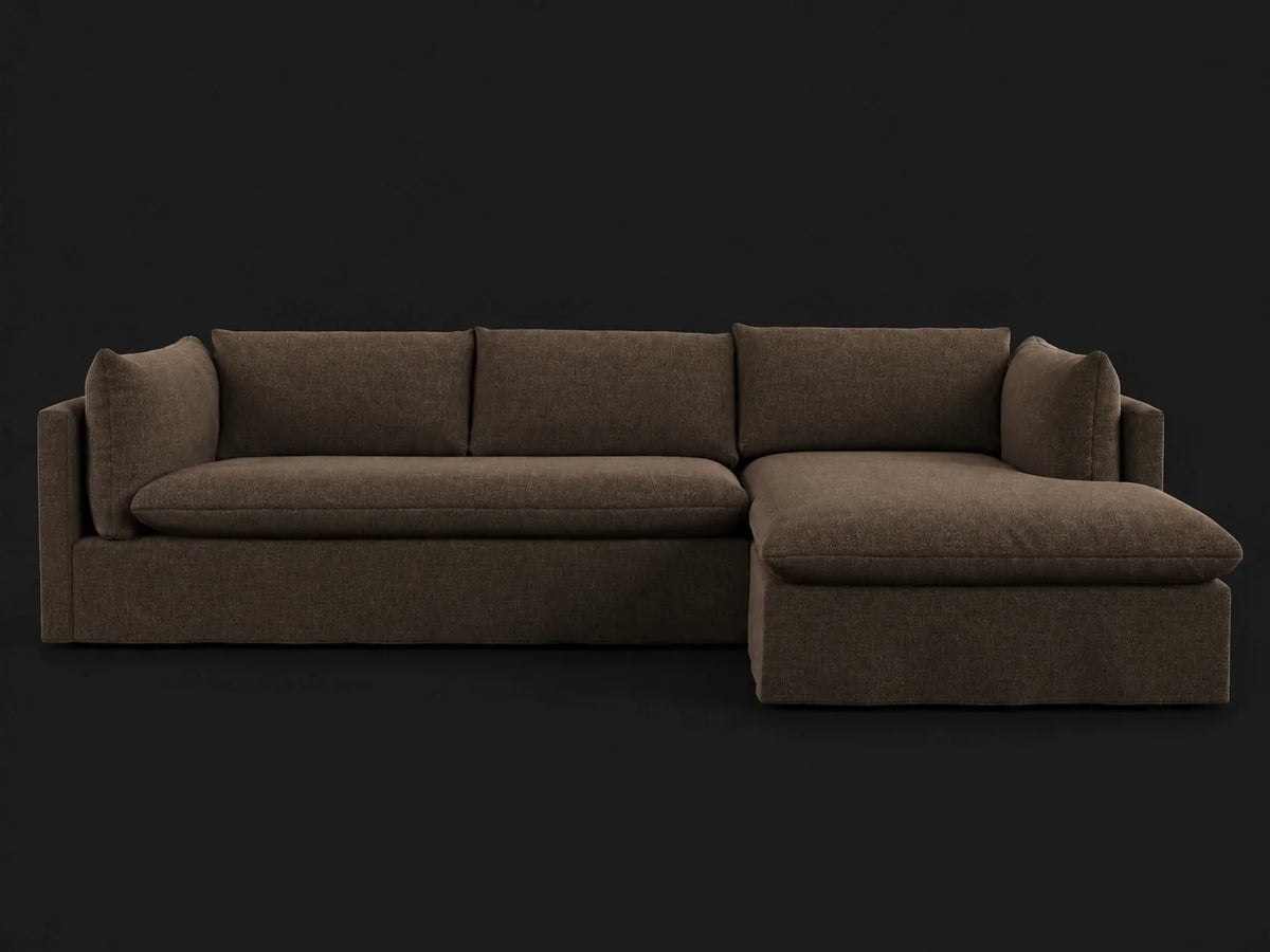 Palmetto Slipcovered Chaise Sectional – Italian Brushed Wool Cocoa