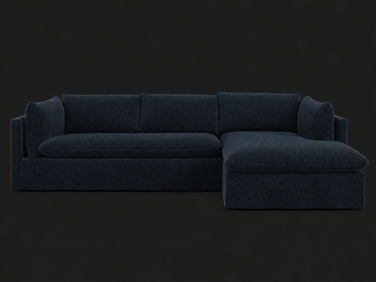 Palmetto Slipcovered Chaise Sectional – Mohair Admiral