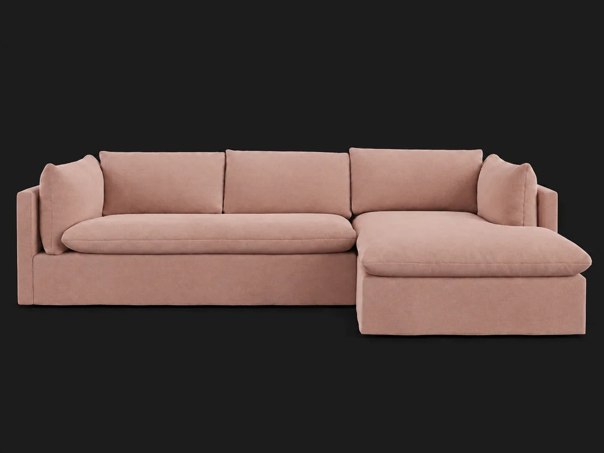 Palmetto Slipcovered Chaise Sectional – Performance Velvet Blossom