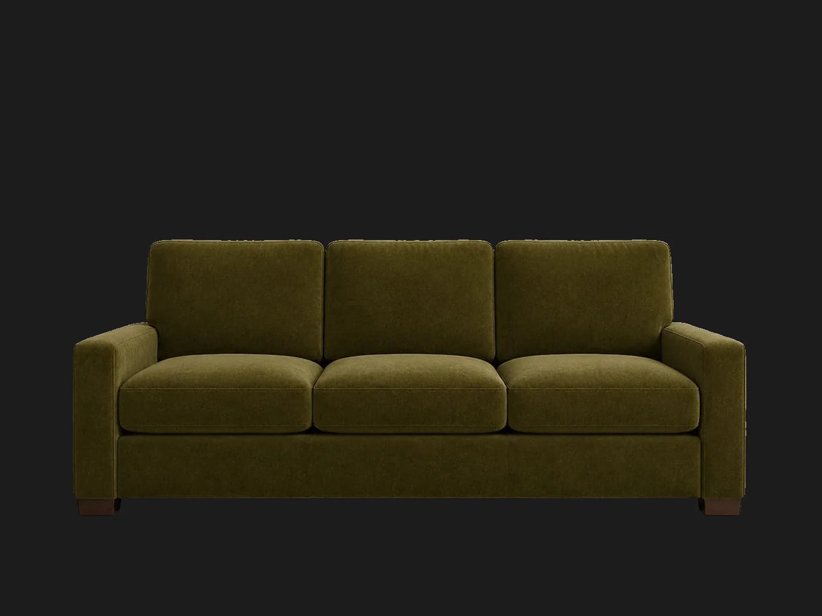 SOFA-MODULAR-SLIPCOVER in Performance Velvet Olive - front #Fabric & Color_Performance Velvet Olive