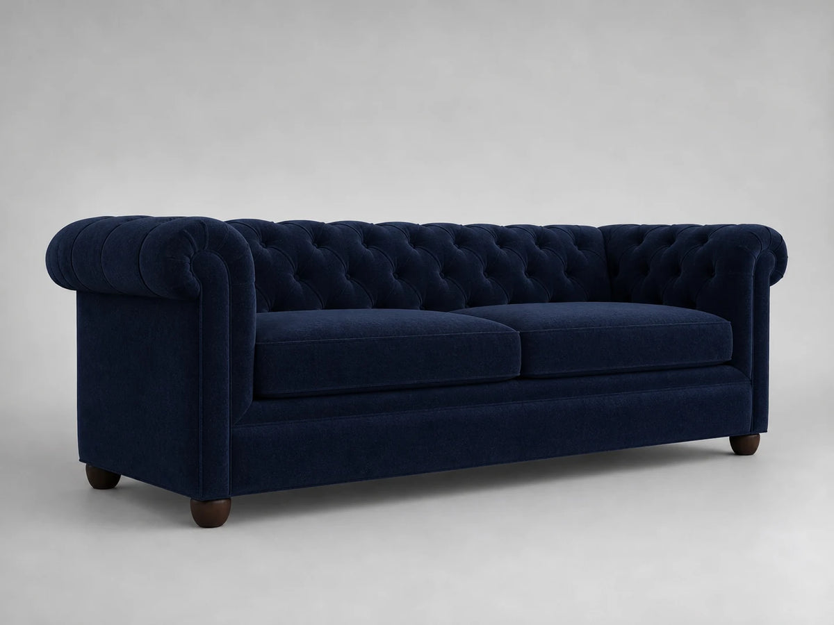TRS-SF-007 sofa 45 degree left view in velvet midnight
