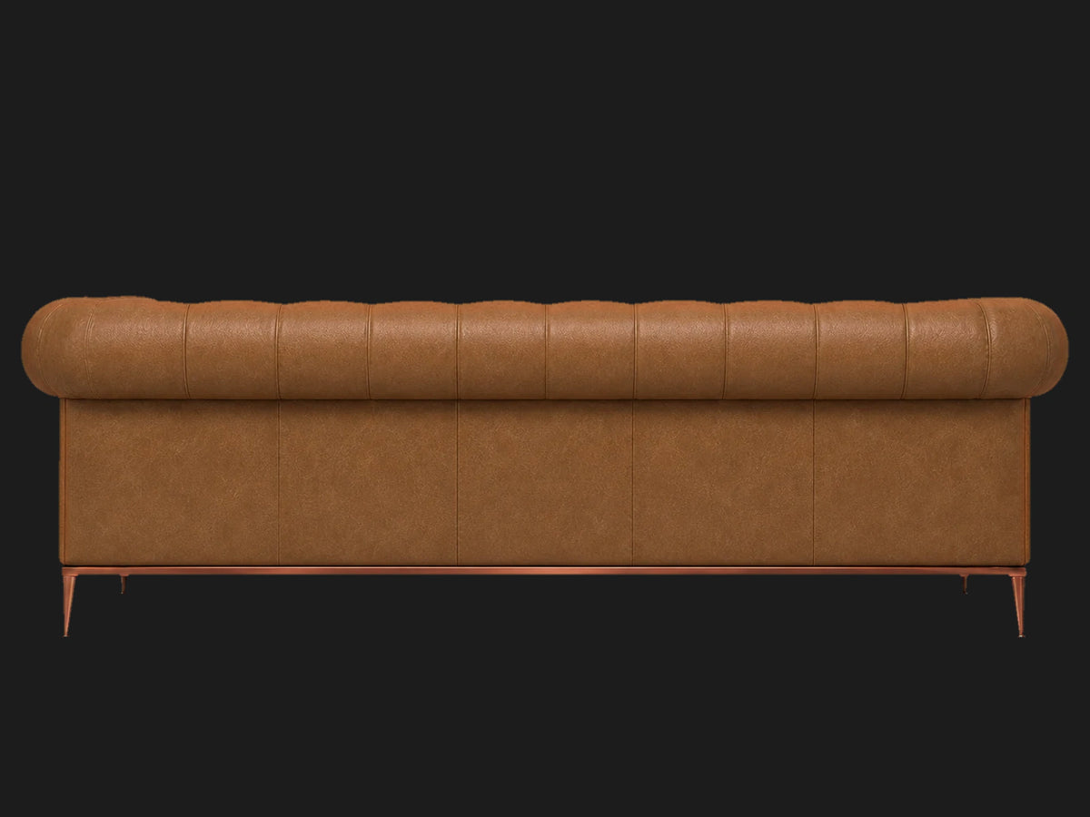 Vintage Chesterfield sofa back view in Costa Leather Nutmeg