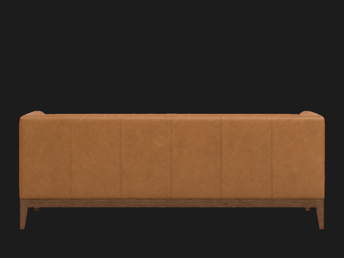 Edgewood leather sofa back view in Costa Leather Nutmeg