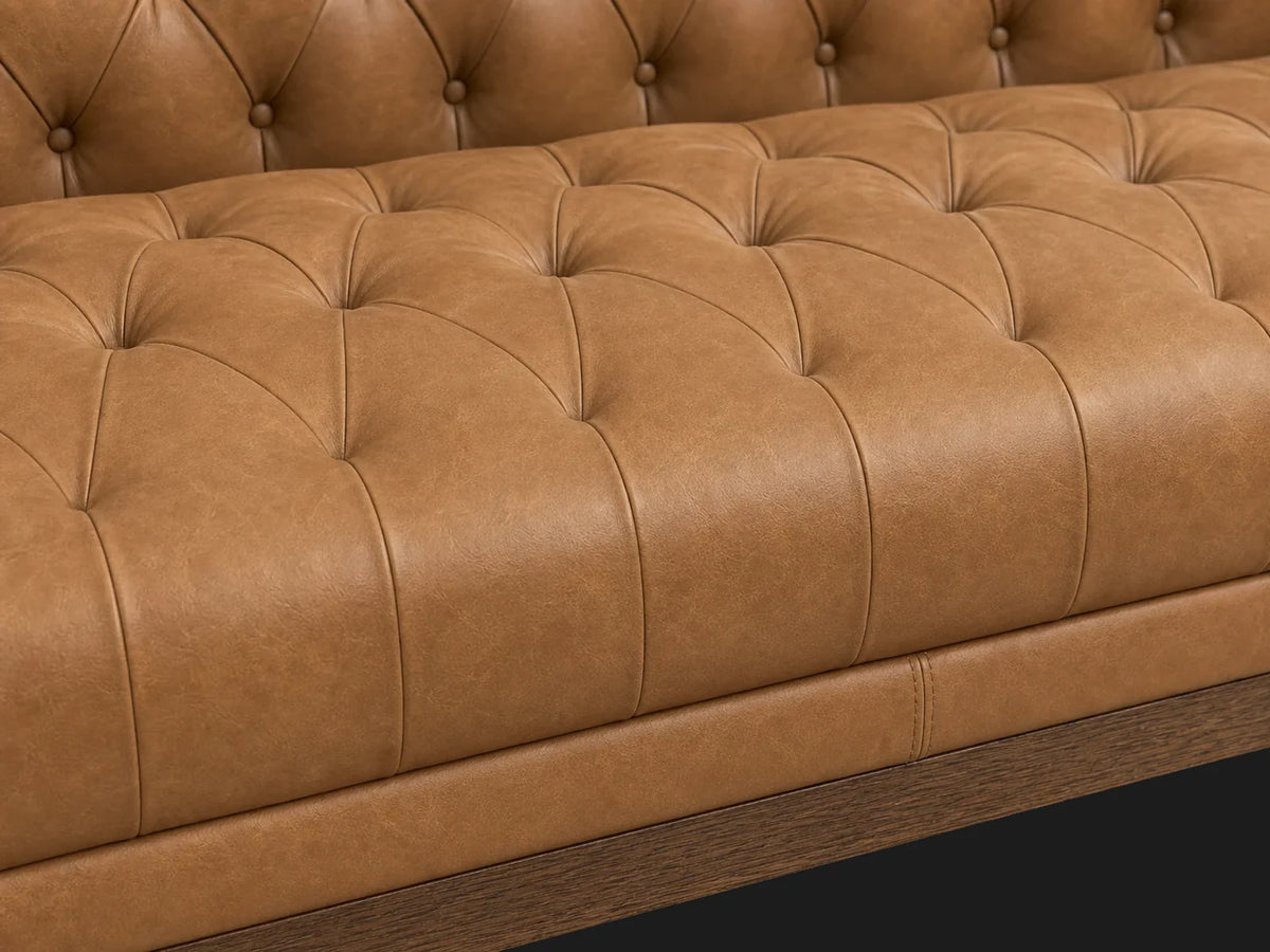 Edgewood leather sofa seat detail in Costa Leather Nutmeg