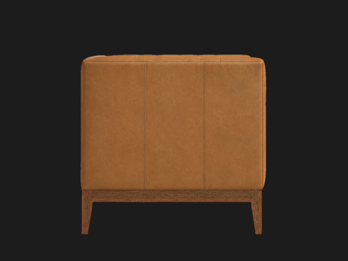 Edgewood leather sofa side view in Costa Leather Nutmeg