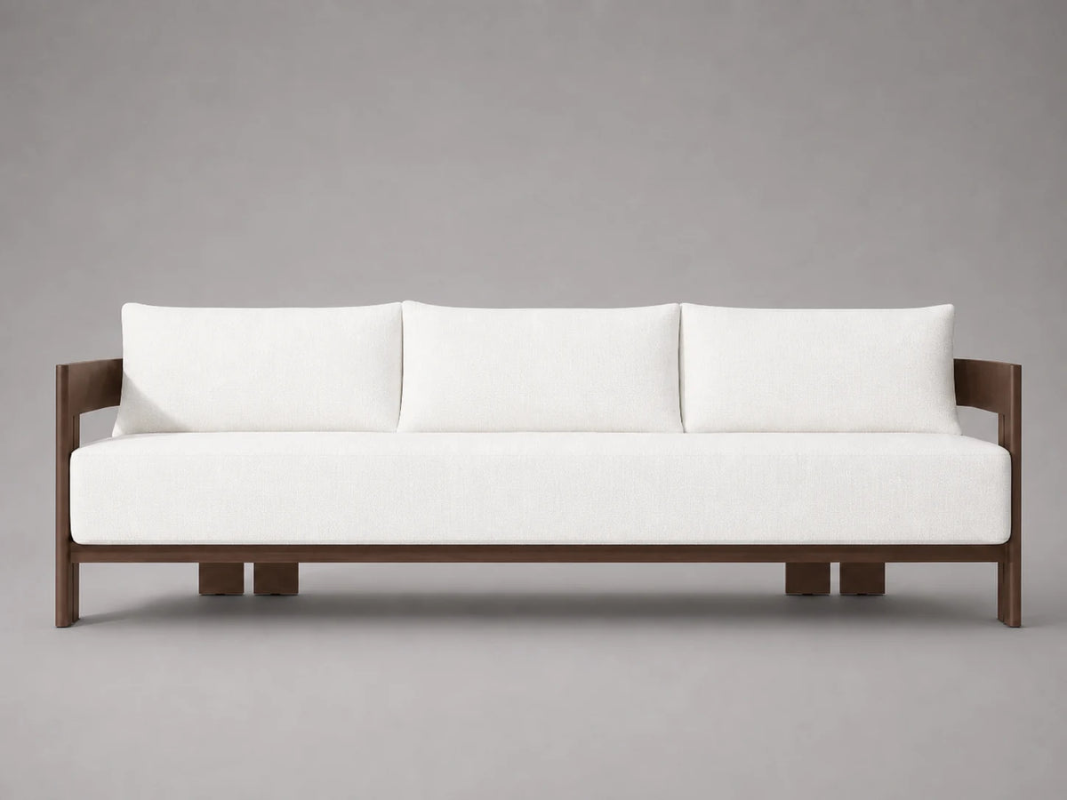 outdoor-sofa-wood-frame-performance-fabric #Fabric & Color_Performance Linen Weave Pure White