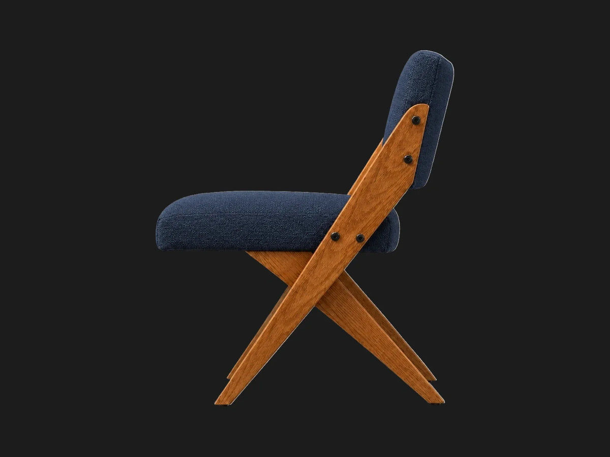 Teak Dining Chair in Performance Linen Weave Bay #Fabric & Color_Performance Linen Weave Bay