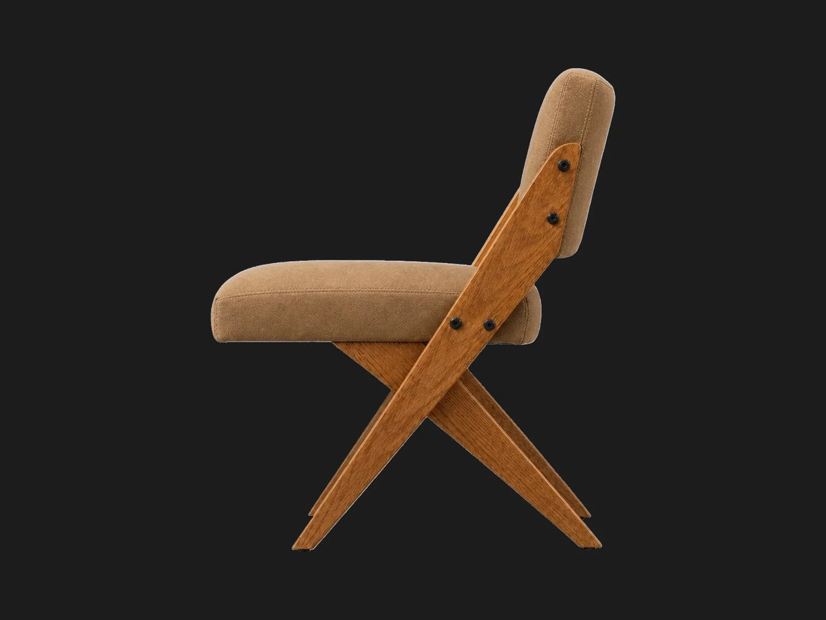 Teak Dining Chair in Nubuck Leather Rye #Fabric & Color_Nubuck Leather Rye