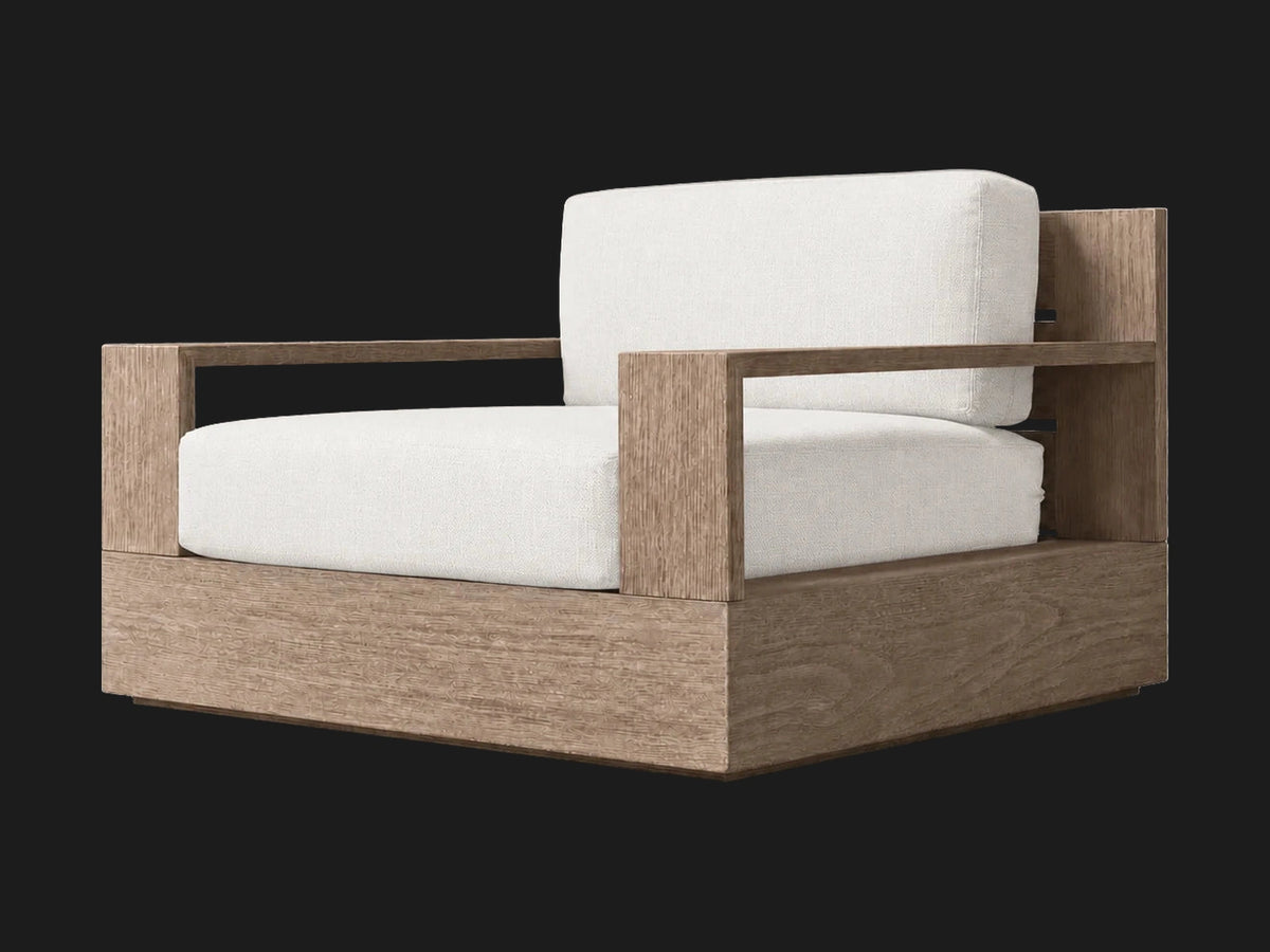 Outdoor Swivel Chair, Teak Frame, Performance Fabric