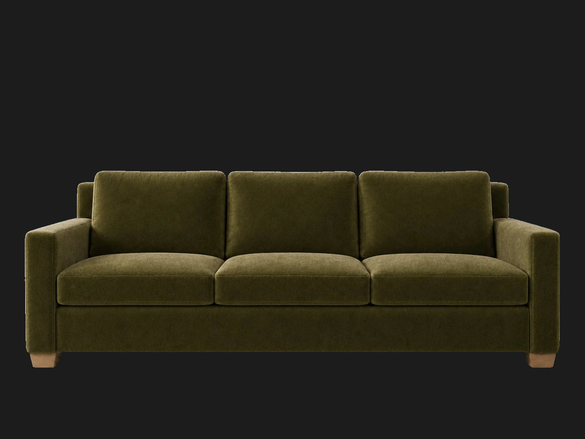 The Nicola Modular Sectional in Performance Velvet Olive - front #Fabric & Color_Performance Velvet Olive