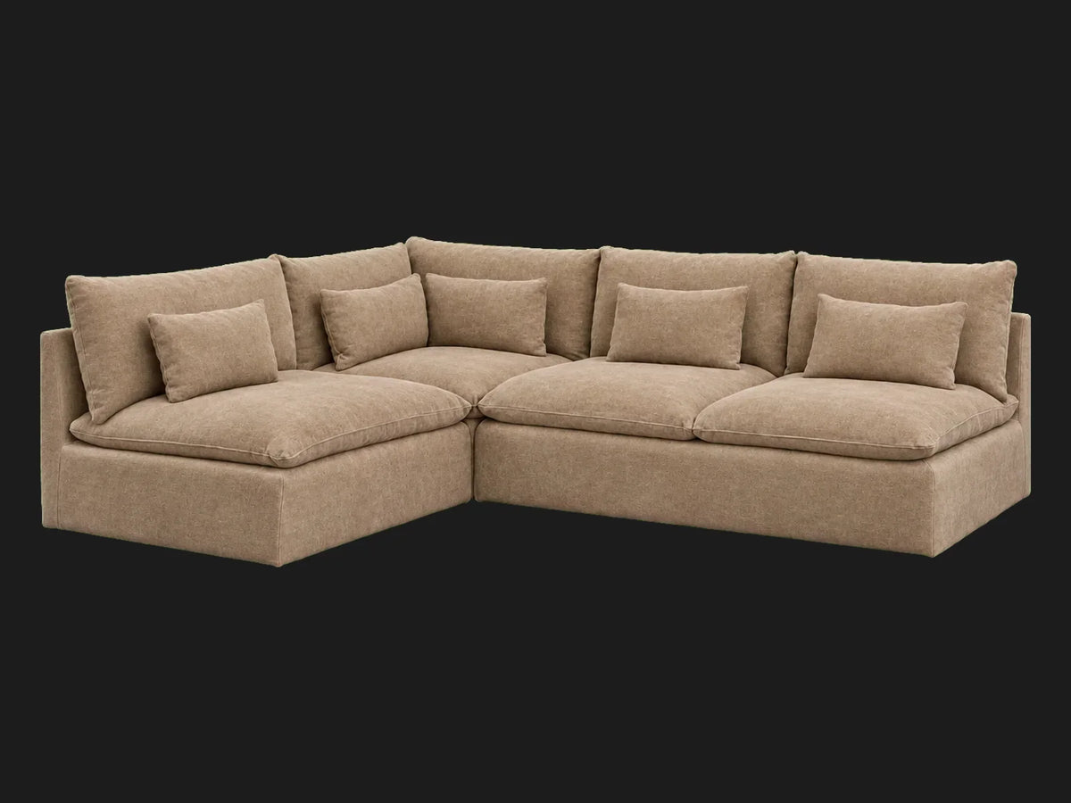 Mohair Almond — Aria Short L-Shape Sectional