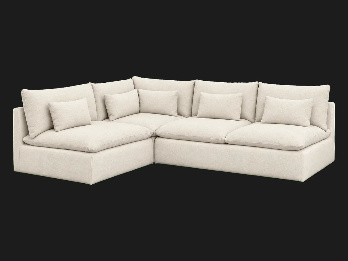 Performance Linen Weave Flour — Aria Short L-Shape Sectional