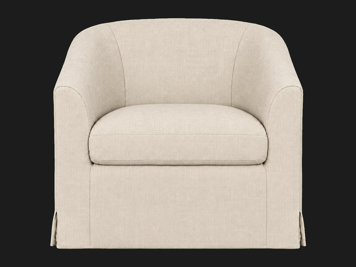 Ziki Slipcovered Swivel Chair — Heritage Belgian Linen Petal