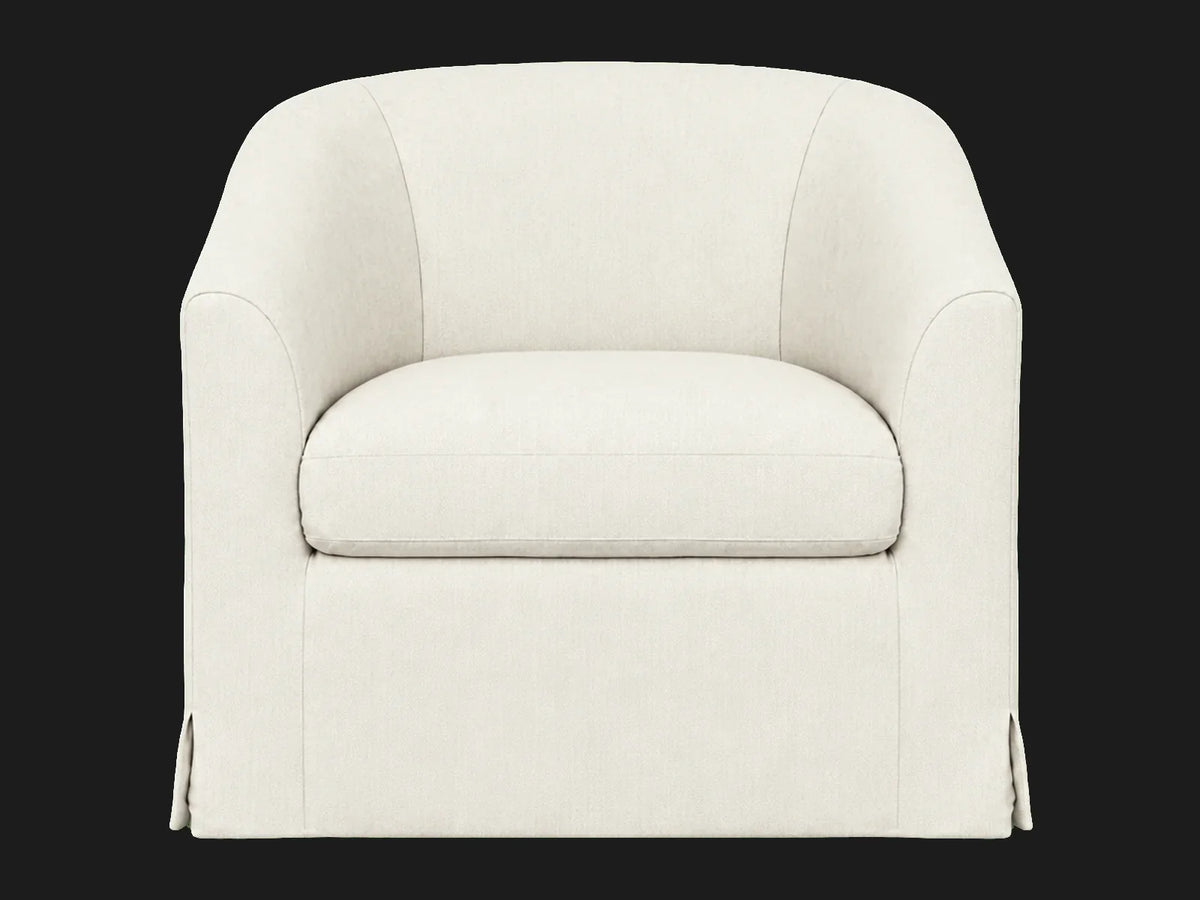 Ziki Slipcovered Swivel Chair — Italian Brushed Wool Vanilla